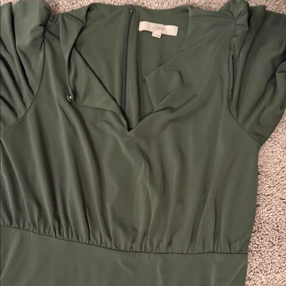 LOFT Forest Green Mini Dress - Picture 3 of 5